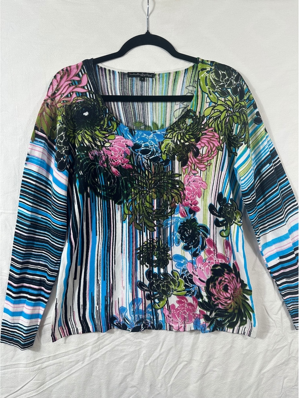 Pierri New York striped floral long sleeve top